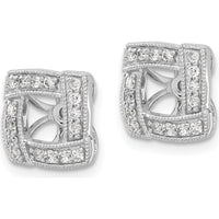 14K White Gold Diamond Square Earring Jackets with 32 Round Diamonds - 0.01 Carats Total Diamond Weight by Monteluci Fine Jewelry