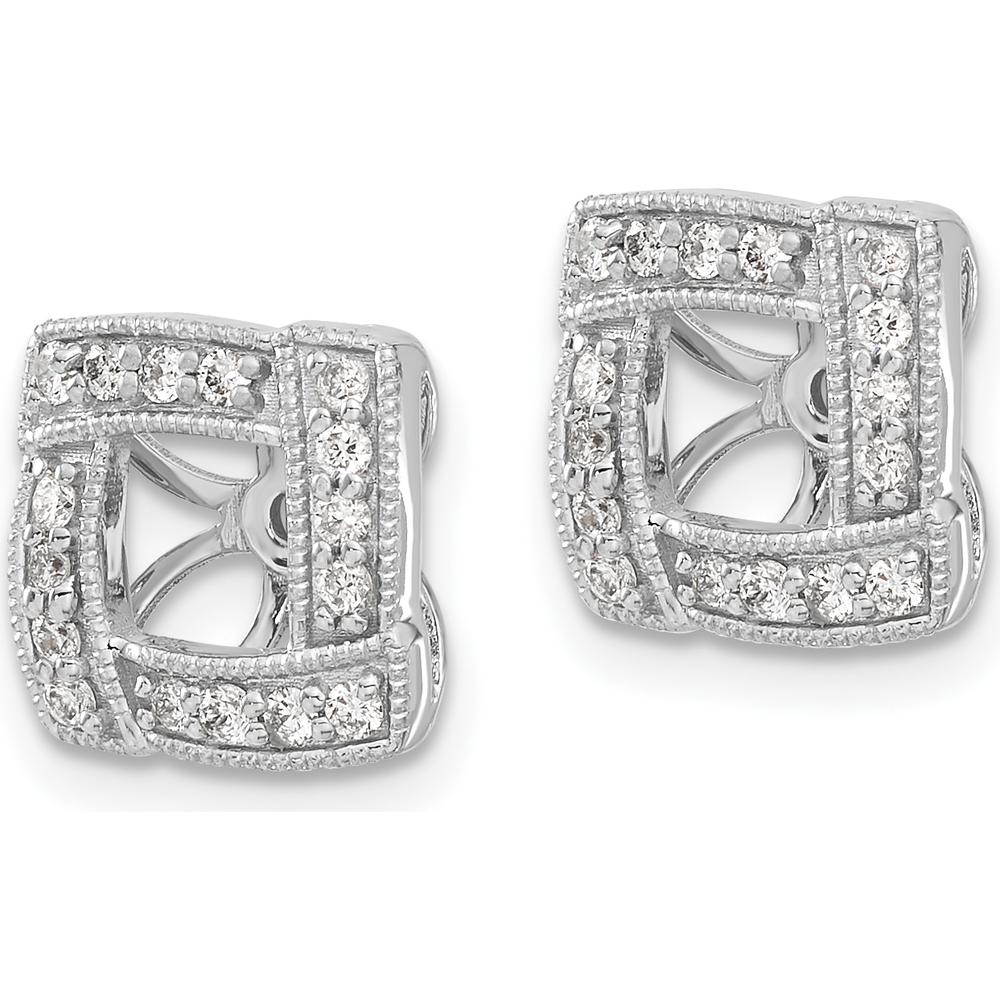 14K White Gold Diamond Square Earring Jackets with 32 Round Diamonds - 0.01 Carats Total Diamond Weight by Monteluci Fine Jewelry