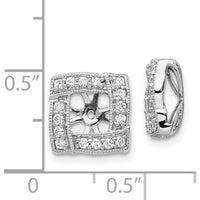 14K White Gold Diamond Square Earring Jackets with 32 Round Diamonds - 0.01 Carats Total Diamond Weight by Monteluci Fine Jewelry