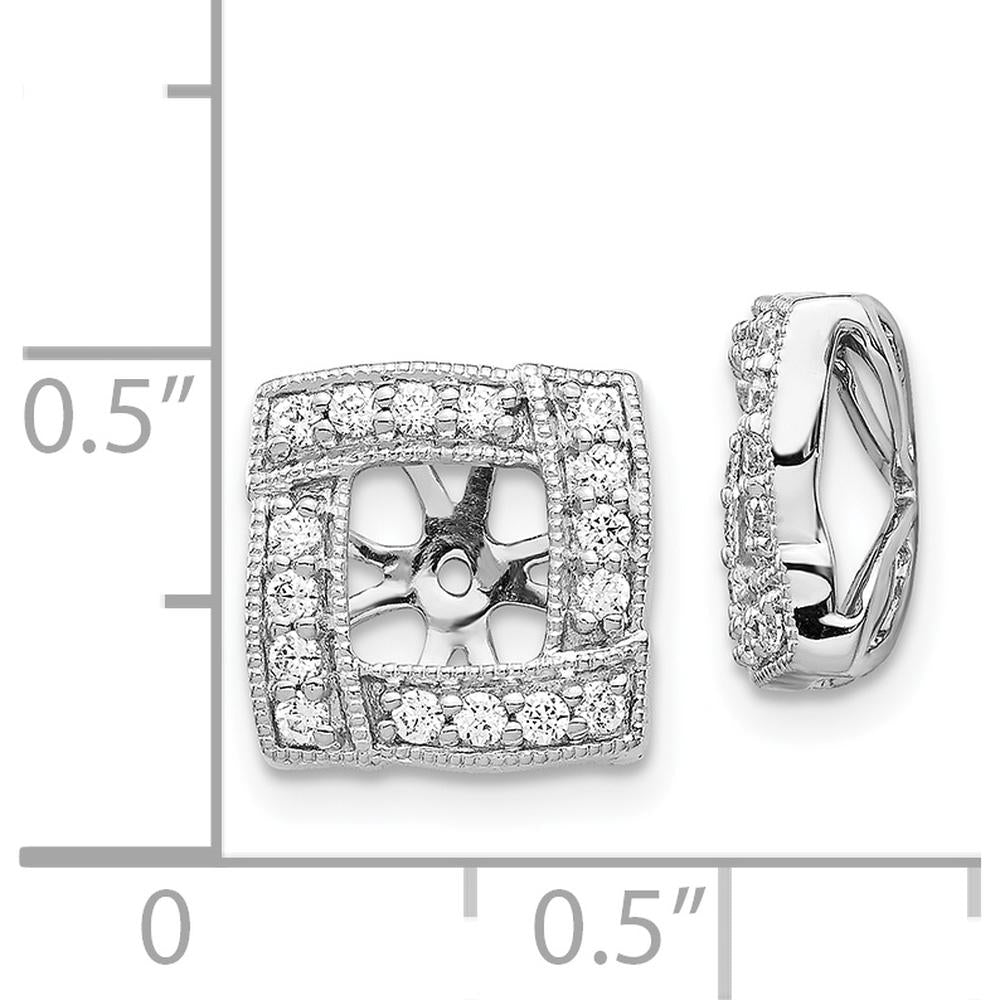 14K White Gold Diamond Square Earring Jackets with 32 Round Diamonds - 0.01 Carats Total Diamond Weight by Monteluci Fine Jewelry