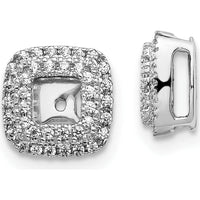 14K White Gold Diamond Square Earring Jackets with Round Diamond Cluster - 0.003 Carats Total Diamond Weight by Monteluci Fine Jewelry