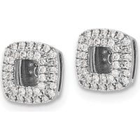 14K White Gold Diamond Square Earring Jackets with Round Diamond Cluster - 0.003 Carats Total Diamond Weight by Monteluci Fine Jewelry