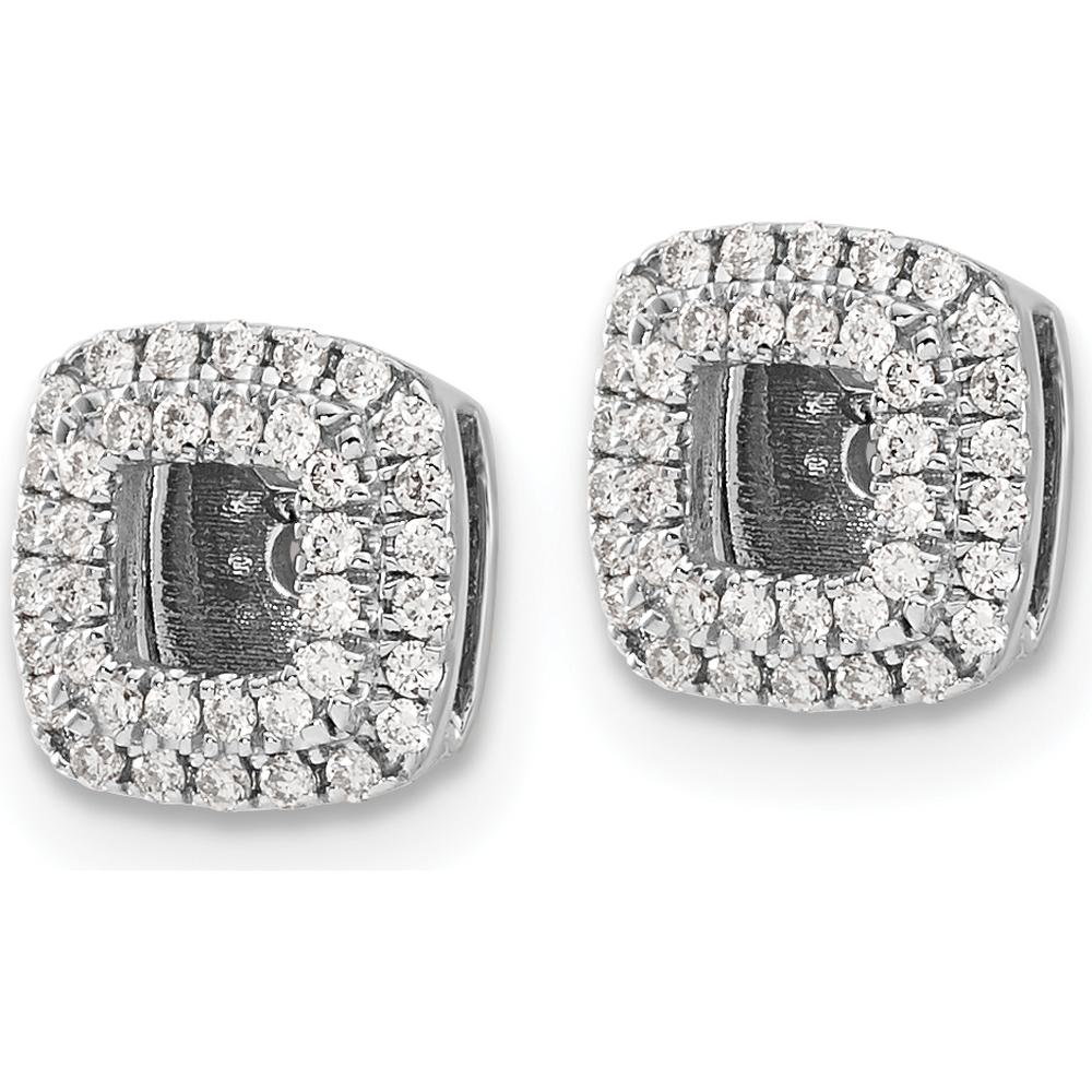 14K White Gold Diamond Square Earring Jackets with Round Diamond Cluster - 0.003 Carats Total Diamond Weight by Monteluci Fine Jewelry