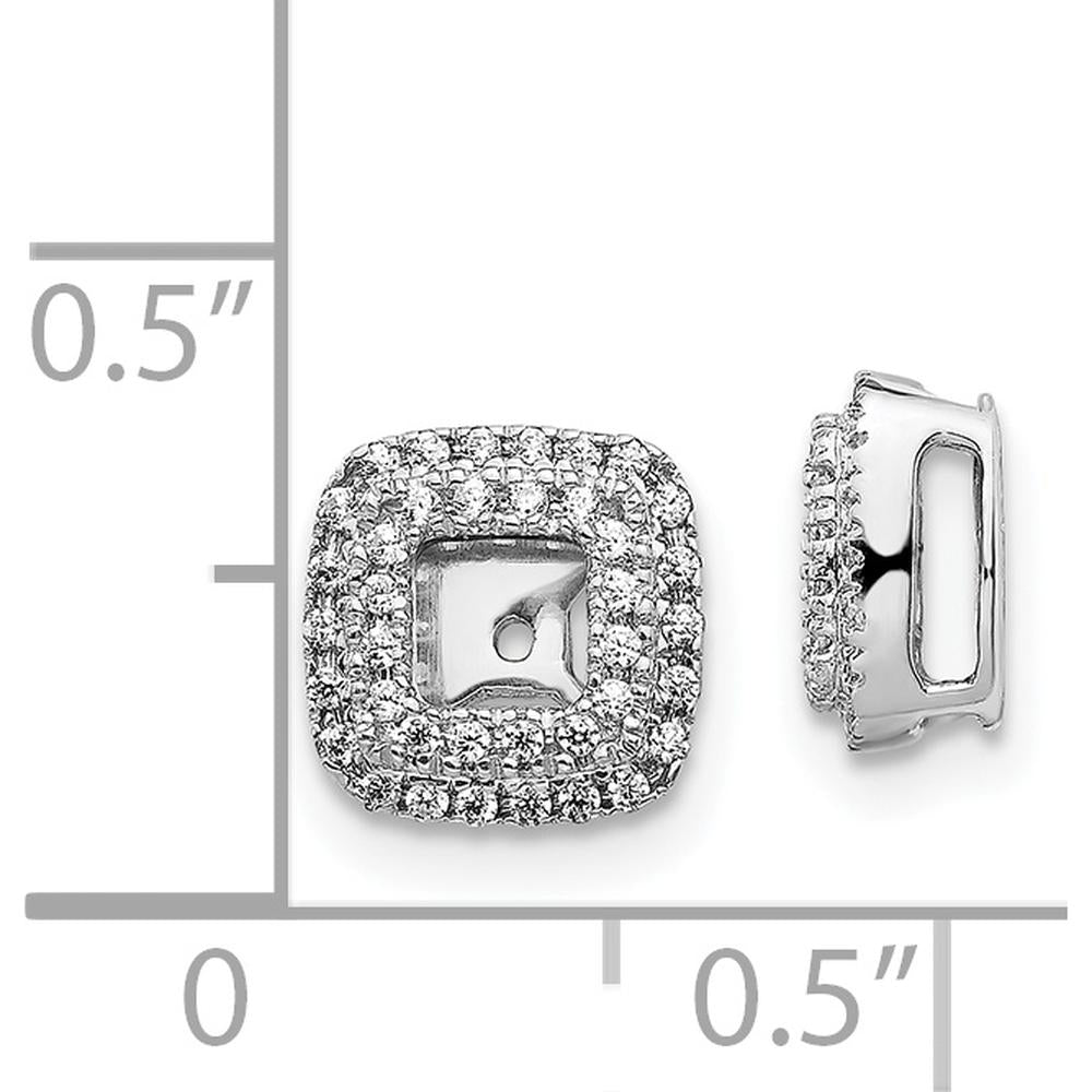 14K White Gold Diamond Square Earring Jackets with Round Diamond Cluster - 0.003 Carats Total Diamond Weight by Monteluci Fine Jewelry