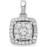 14K White Gold Diamond Square Halo Cluster Pendant - 1/2 Carat Total Diamond Weight by Monteluci Fine Jewelry