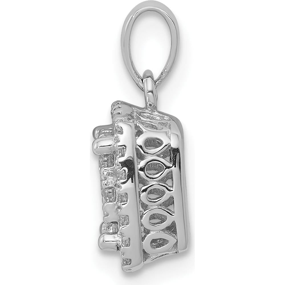 14K White Gold Diamond Square Halo Cluster Pendant - 1/2 Carat Total Diamond Weight by Monteluci Fine Jewelry