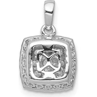 14K White Gold Diamond Square Halo Cluster Pendant - 1/2 Carat Total Diamond Weight by Monteluci Fine Jewelry