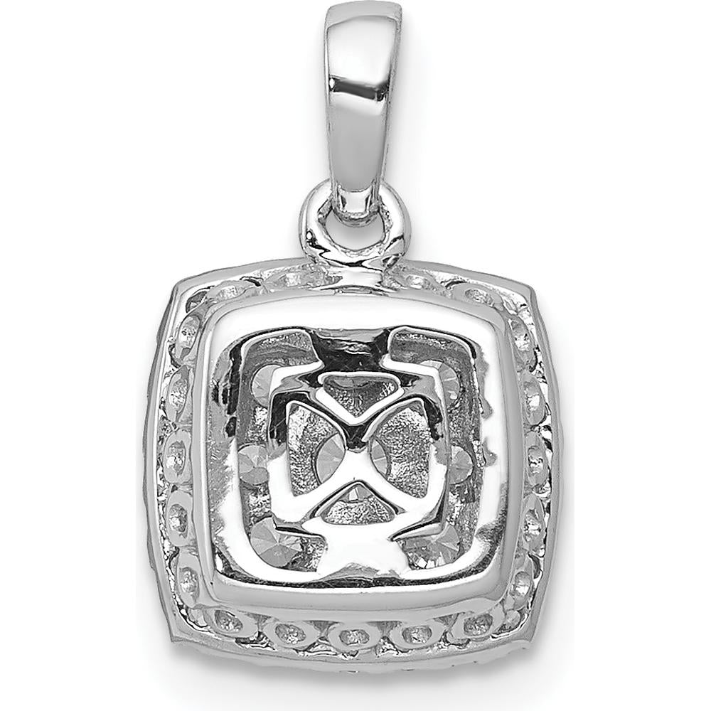 14K White Gold Diamond Square Halo Cluster Pendant - 1/2 Carat Total Diamond Weight by Monteluci Fine Jewelry