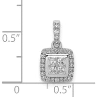 14K White Gold Diamond Square Halo Cluster Pendant - 1/3 Carat Total Diamond Weight by Monteluci Fine Jewelry