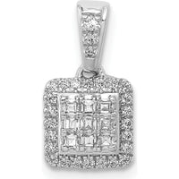 14K White Gold Diamond Square Halo Cluster Pendant with Natural Diamonds - 1/4 Carat Total Diamond Weight by Monteluci Fine Jewelry
