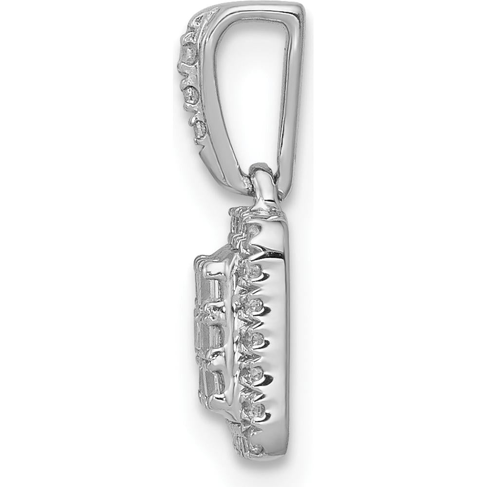 14K White Gold Diamond Square Halo Cluster Pendant with Natural Diamonds - 1/4 Carat Total Diamond Weight by Monteluci Fine Jewelry
