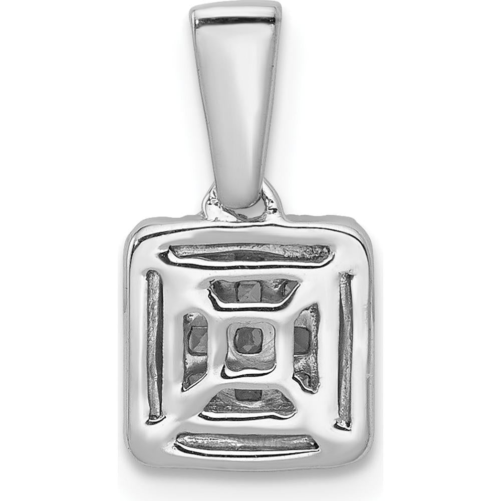 14K White Gold Diamond Square Halo Cluster Pendant with Natural Diamonds - 1/4 Carat Total Diamond Weight by Monteluci Fine Jewelry