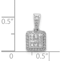 14K White Gold Diamond Square Halo Cluster Pendant with Natural Diamonds - 1/4 Carat Total Diamond Weight by Monteluci Fine Jewelry