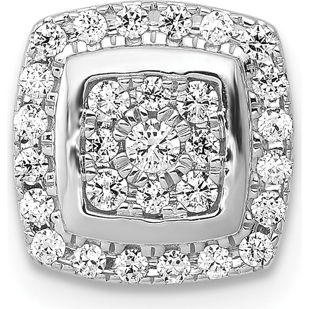 14K White Gold Diamond Square Halo Cluster Pendant with Natural Round Diamonds - 0.06 Carat Total Diamond Weight by Monteluci Fine Jewelry