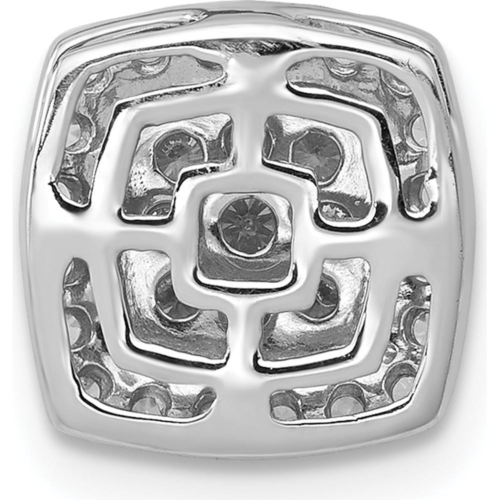 14K White Gold Diamond Square Halo Cluster Pendant with Natural Round Diamonds - 0.06 Carat Total Diamond Weight by Monteluci Fine Jewelry