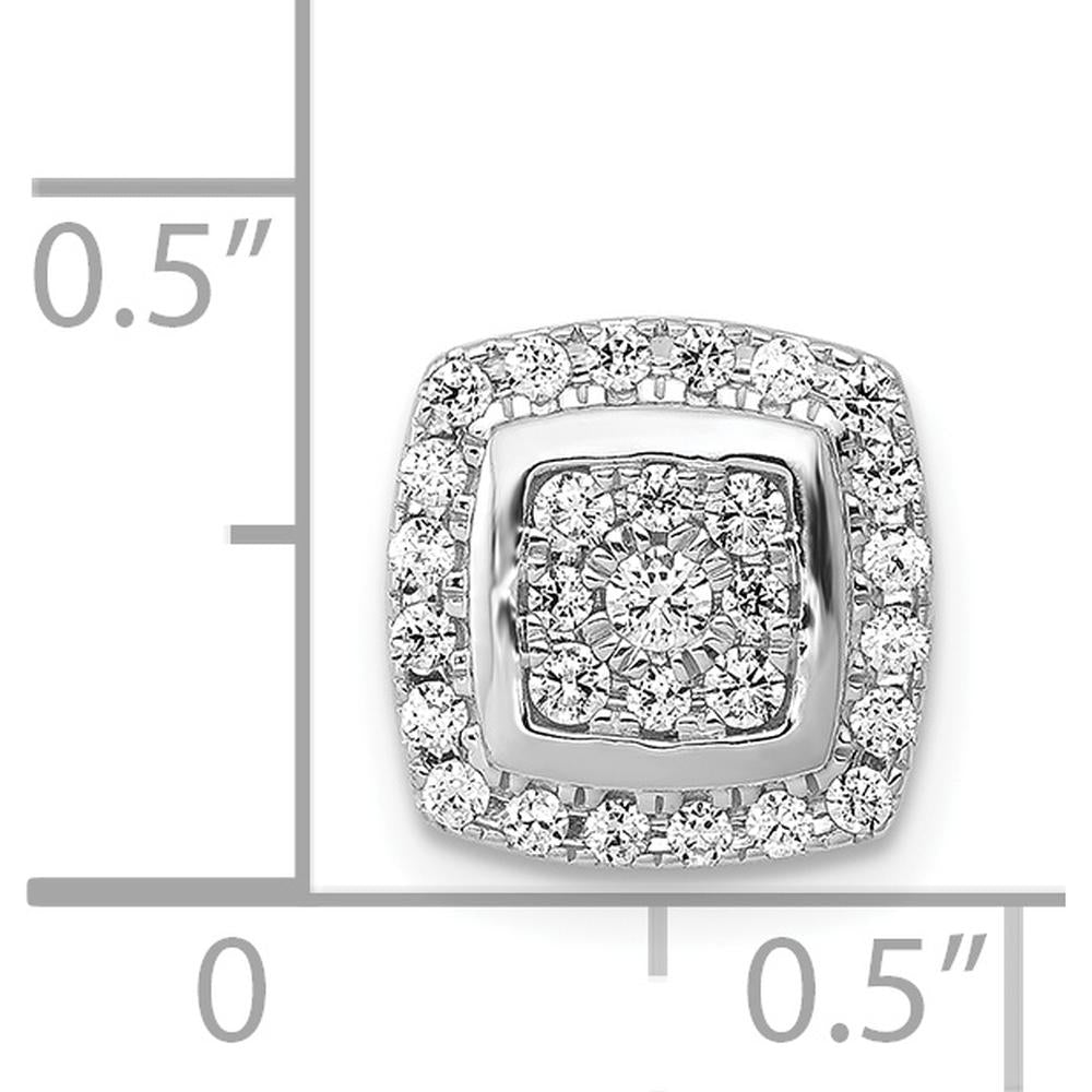 14K White Gold Diamond Square Halo Cluster Pendant with Natural Round Diamonds - 0.06 Carat Total Diamond Weight by Monteluci Fine Jewelry