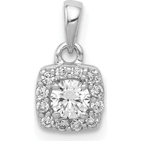 14K White Gold Diamond Square Halo Pendant with Round Diamonds - 0.22 Carat Total Diamond Weight by Monteluci Fine Jewelry