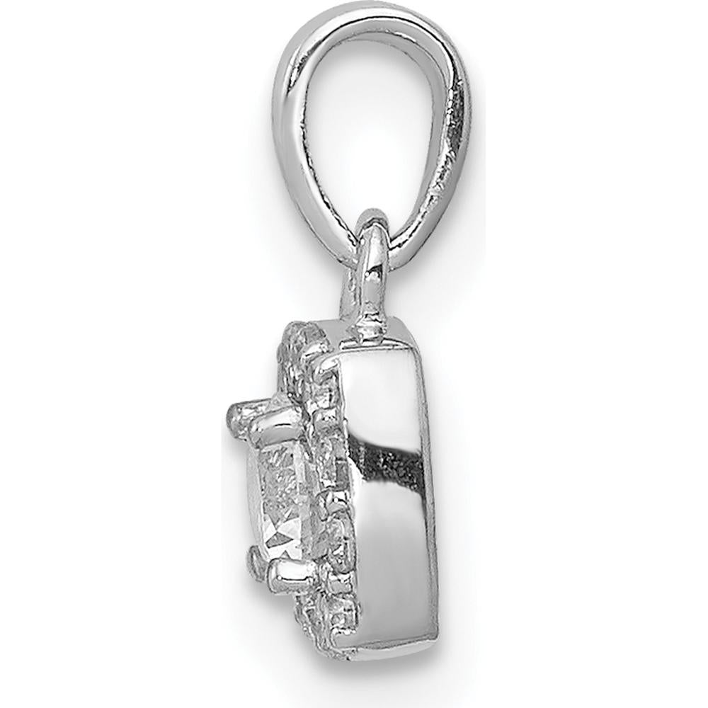 14K White Gold Diamond Square Halo Pendant with Round Diamonds - 0.22 Carat Total Diamond Weight by Monteluci Fine Jewelry
