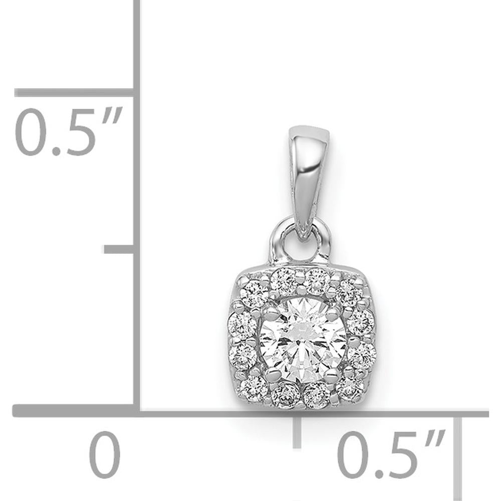 14K White Gold Diamond Square Halo Pendant with Round Diamonds - 0.22 Carat Total Diamond Weight by Monteluci Fine Jewelry