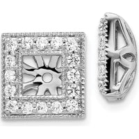 14K White Gold Diamond Square Jacket Earrings with 32 Round Diamonds - 0.015 Carats Total Diamond Weight by Monteluci Fine Jewelry