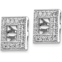 14K White Gold Diamond Square Jacket Earrings with 32 Round Diamonds - 0.015 Carats Total Diamond Weight by Monteluci Fine Jewelry