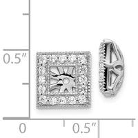 14K White Gold Diamond Square Jacket Earrings with 32 Round Diamonds - 0.015 Carats Total Diamond Weight by Monteluci Fine Jewelry