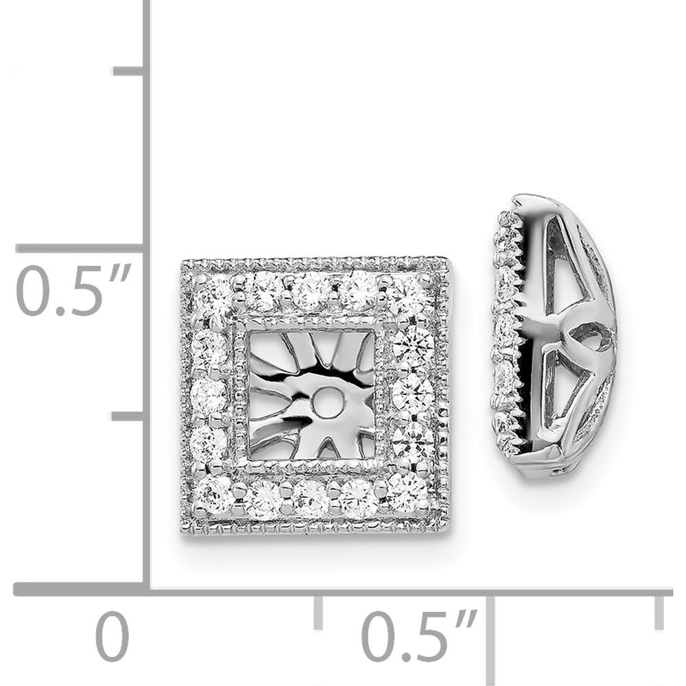 14K White Gold Diamond Square Jacket Earrings with 32 Round Diamonds - 0.015 Carats Total Diamond Weight by Monteluci Fine Jewelry
