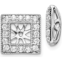 14K White Gold Diamond Square Jacket Earrings with 32 Round Diamonds - 0.015 Carats Total Diamond Weight by Monteluci Fine Jewelry