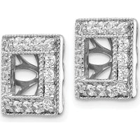 14K White Gold Diamond Square Jacket Earrings with 32 Round Diamonds - 0.015 Carats Total Diamond Weight by Monteluci Fine Jewelry