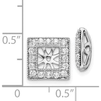 14K White Gold Diamond Square Jacket Earrings with 32 Round Diamonds - 0.015 Carats Total Diamond Weight by Monteluci Fine Jewelry