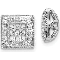 14K White Gold Diamond Square Jacket Earrings with Round Diamond Cluster - 0.18 Carats Total Diamond Weight by Monteluci Fine Jewelry