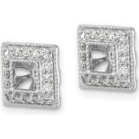14K White Gold Diamond Square Jacket Earrings with Round Diamond Cluster - 0.18 Carats Total Diamond Weight by Monteluci Fine Jewelry