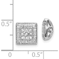14K White Gold Diamond Square Jacket Earrings with Round Diamond Cluster - 0.18 Carats Total Diamond Weight by Monteluci Fine Jewelry