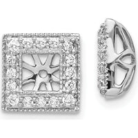 14K White Gold Diamond Square Jacket Earrings with Round Diamonds - 0.022 Carats Total Diamond Weight by Monteluci Fine Jewelry