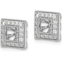 14K White Gold Diamond Square Jacket Earrings with Round Diamonds - 0.022 Carats Total Diamond Weight by Monteluci Fine Jewelry