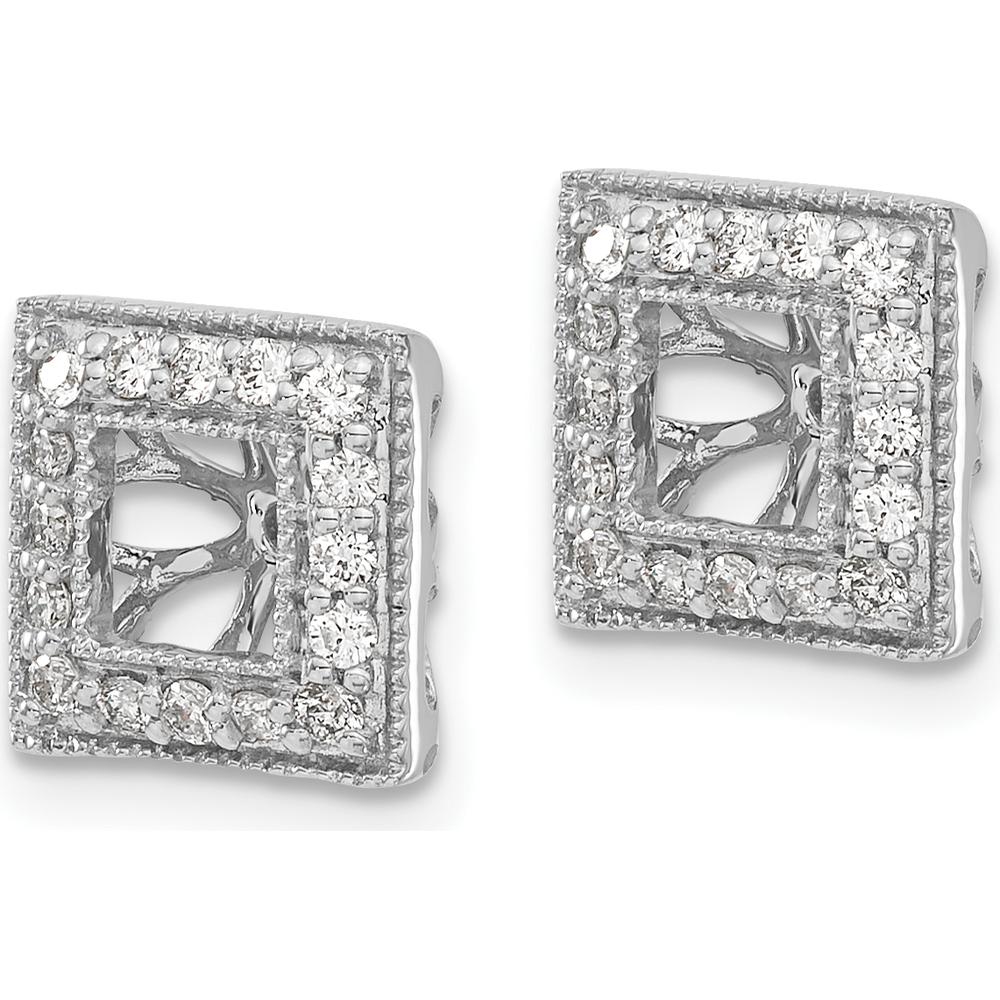 14K White Gold Diamond Square Jacket Earrings with Round Diamonds - 0.022 Carats Total Diamond Weight by Monteluci Fine Jewelry