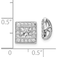 14K White Gold Diamond Square Jacket Earrings with Round Diamonds - 0.022 Carats Total Diamond Weight by Monteluci Fine Jewelry