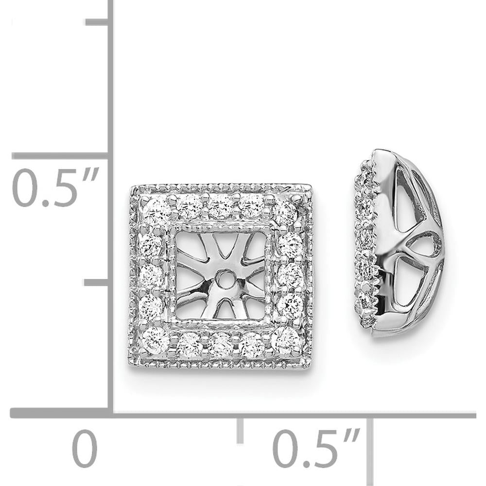 14K White Gold Diamond Square Jacket Earrings with Round Diamonds - 0.022 Carats Total Diamond Weight by Monteluci Fine Jewelry