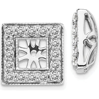 14K White Gold Diamond Square Jacket Earrings with Round Natural Diamonds - 0.07 Carats Total Diamond Weight by Monteluci Fine Jewelry