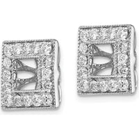 14K White Gold Diamond Square Jacket Earrings with Round Natural Diamonds - 0.07 Carats Total Diamond Weight by Monteluci Fine Jewelry