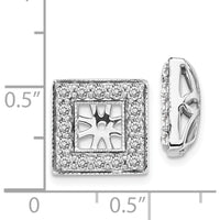 14K White Gold Diamond Square Jacket Earrings with Round Natural Diamonds - 0.07 Carats Total Diamond Weight by Monteluci Fine Jewelry