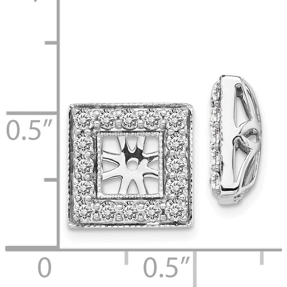 14K White Gold Diamond Square Jacket Earrings with Round Natural Diamonds - 0.07 Carats Total Diamond Weight by Monteluci Fine Jewelry