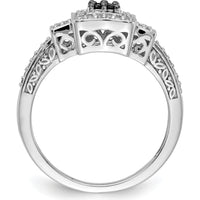 14K White Gold Diamond Square Ring with Black and White Diamonds - 0.65 Carat Total Diamond Weight by 0