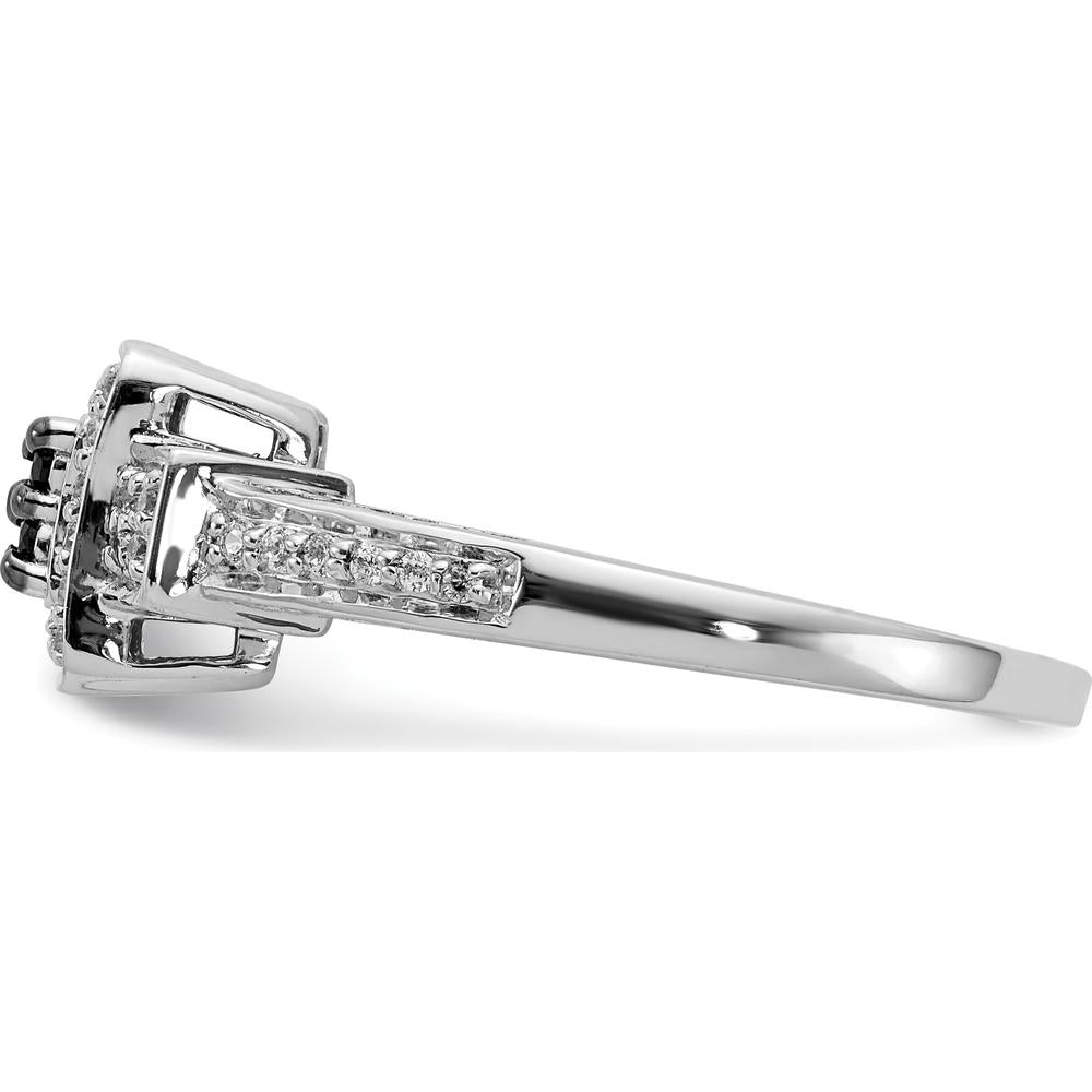 14K White Gold Diamond Square Ring with Black and White Diamonds - 0.65 Carat Total Diamond Weight by 0