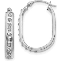 14K White Gold Diamond Squared Hinged Hoop Earrings - 0.010 Carats Total Diamond Weight by Monteluci Fine Jewelry