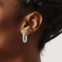 14K White Gold Diamond Squared Hinged Hoop Earrings - 0.010 Carats Total Diamond Weight by Monteluci Fine Jewelry