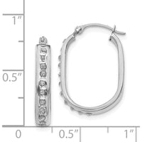 14K White Gold Diamond Squared Hinged Hoop Earrings - 0.010 Carats Total Diamond Weight by Monteluci Fine Jewelry