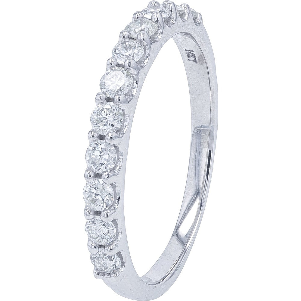14K White Gold Diamond Stackable Band with Prong-Set Round Diamonds - 0.50 Carat Total Diamond Weight