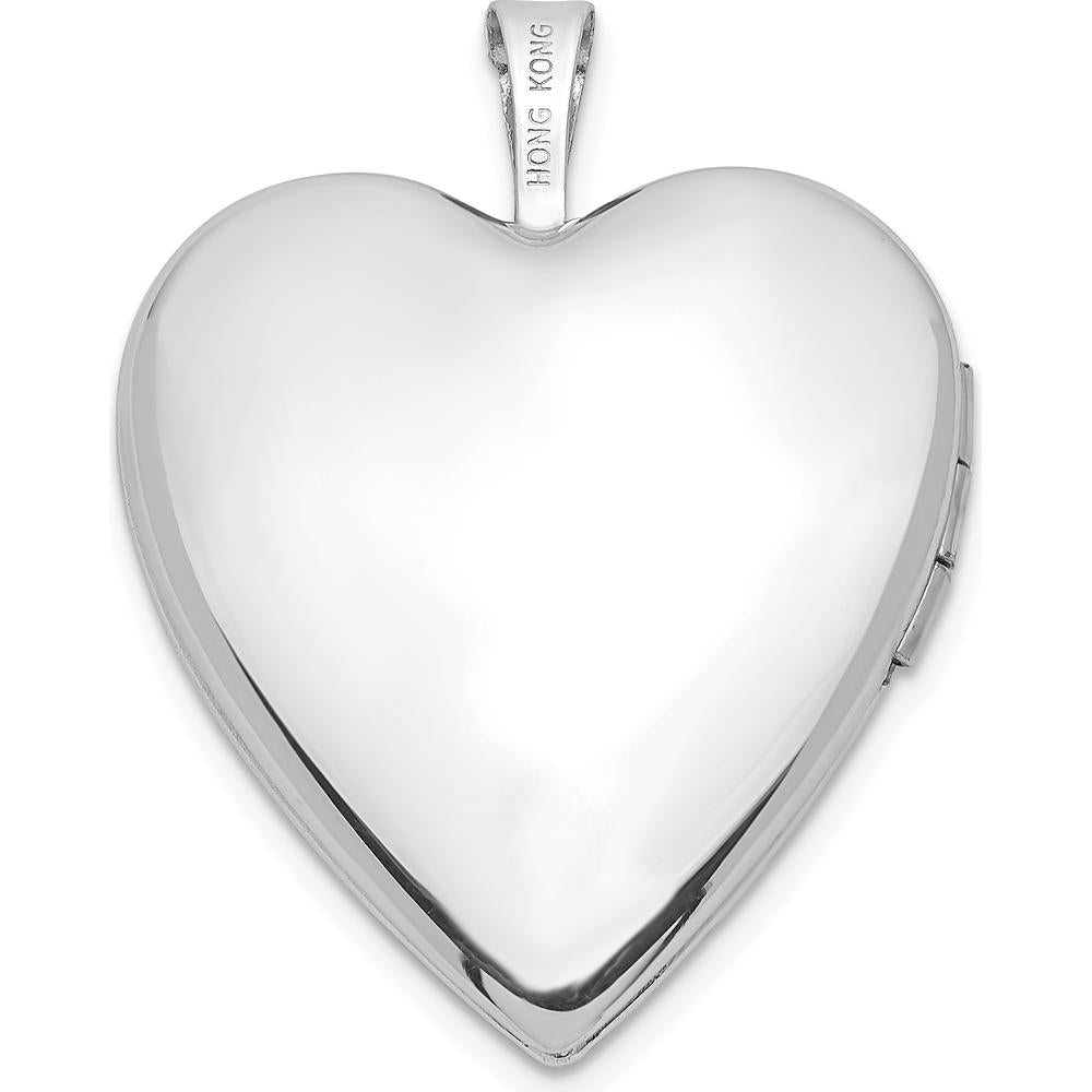 14K White Gold Diamond Star 20mm Heart Locket with Rhodium Plating - 0.010 ctw Diamond Weight by Monteluci Fine Jewelry