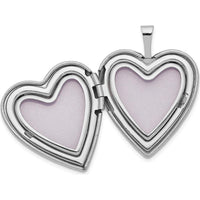 14K White Gold Diamond Star 20mm Heart Locket with Rhodium Plating - 0.010 ctw Diamond Weight by Monteluci Fine Jewelry